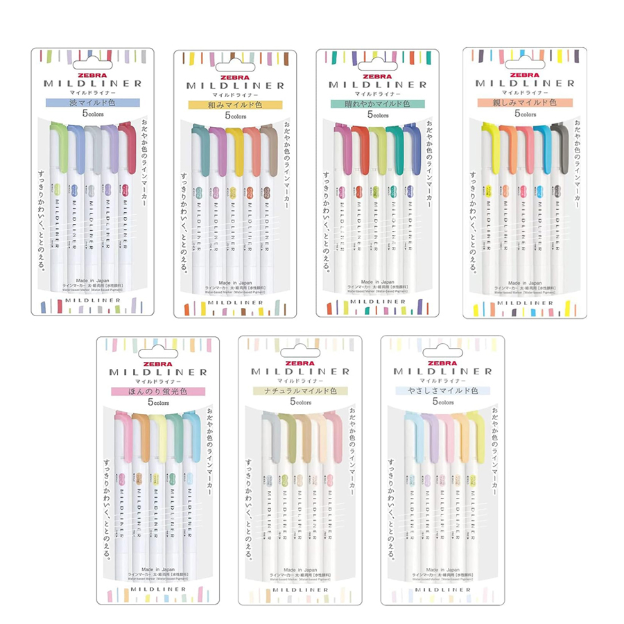 Pastel Highlighter Set Double Ended - Zebra Mildliner Fosforlu Kalem Pastel Tam