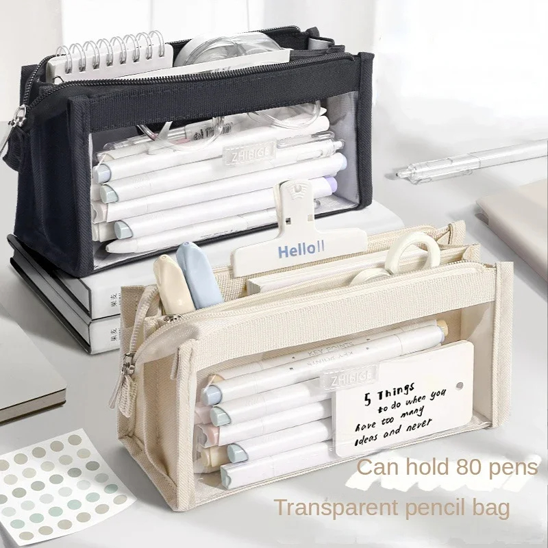 Aesthetic Large Pencil Case Pouch - 6 kat Büyük Kapasiteli Kalem Çantası