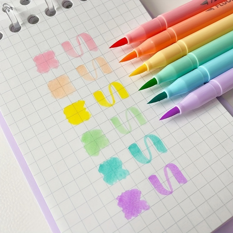 Pastel Highlighter Set Double Ended - 6 adet Yumuşak Fırça Floresan Kalem