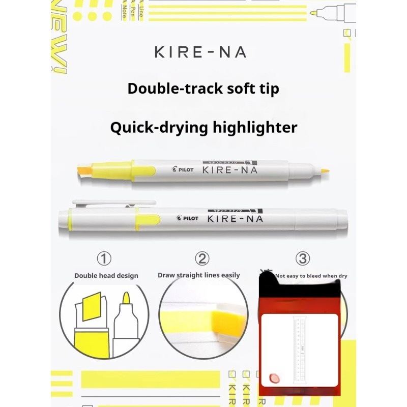 Pastel Highlighter Set Double Ended - 1/3/4/5/10 adet PILOT KIRE-NA vurgulayıcı kalem
