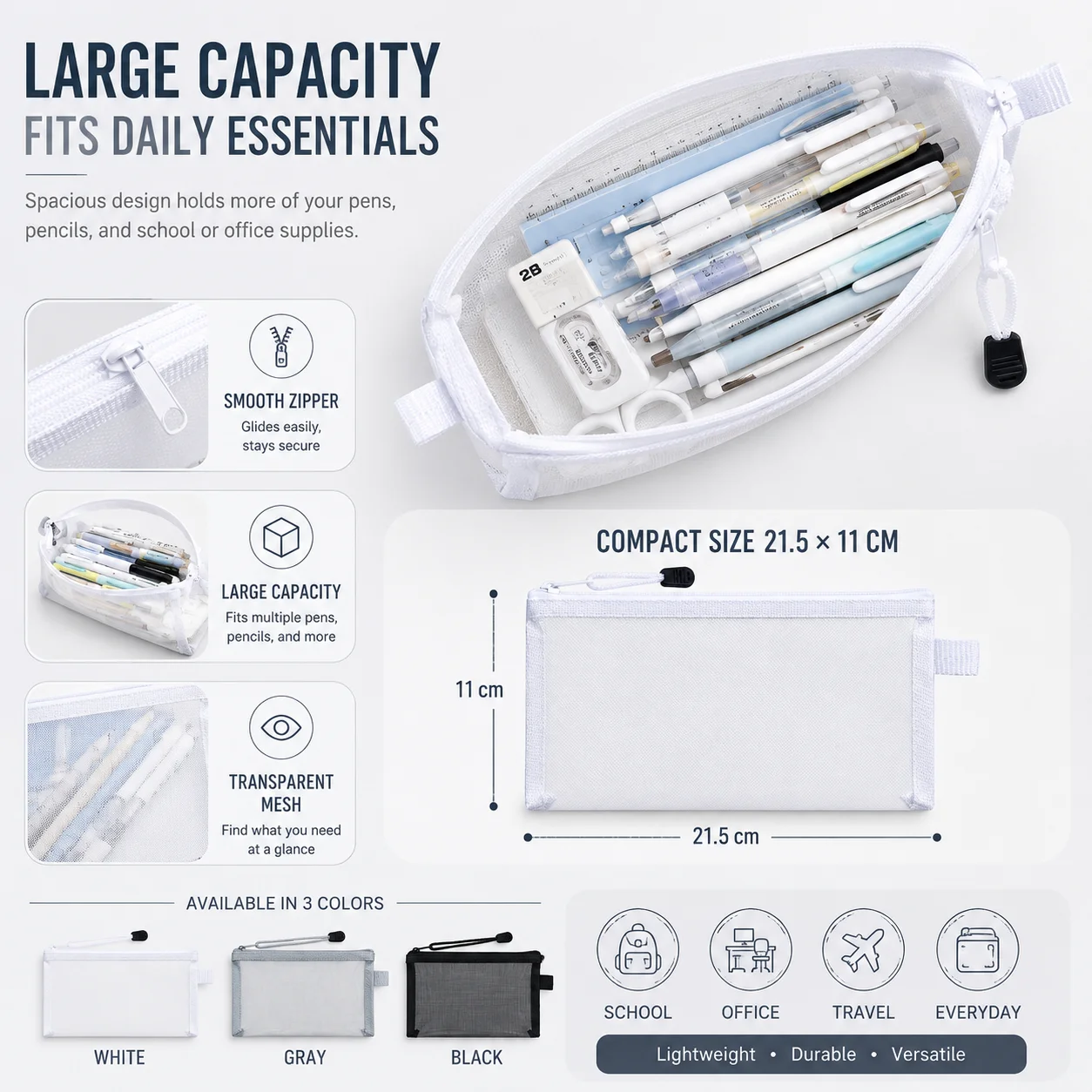 Şeffaf Örgü Kalem Kutusu Şeffa - Clear Mesh Pencil Pouch For Exam incelemesi ve fiyatı