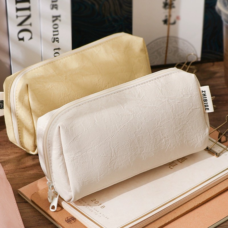 Kawaii Krem Deri Kalem Kutusu  - Aesthetic Large Pencil Case Pouch incelemesi ve fiyatı